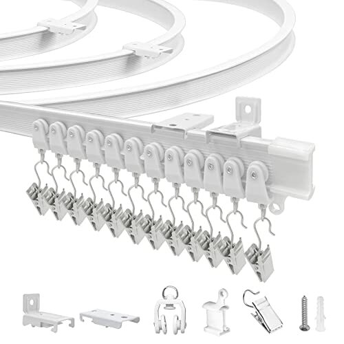 Flexible Bendable Curtain Track Wall Mount Curtain Rail Track System White 