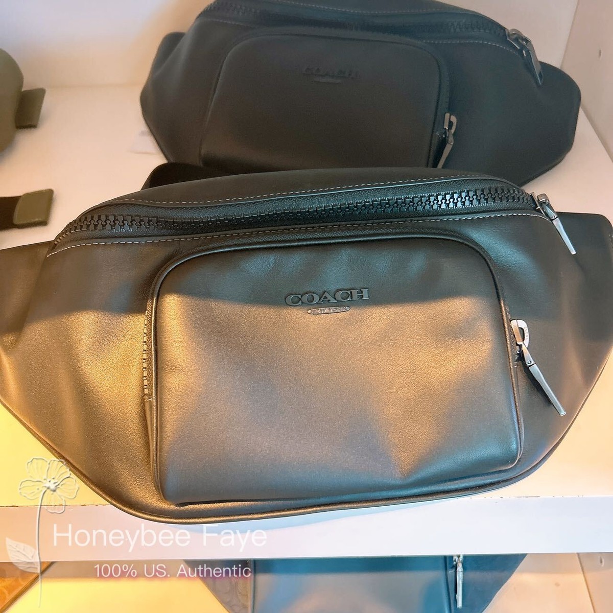 NWT Coach Racer Belt Bag In Signature Jacquard/Smooth Leather