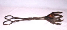 COOPER BROS SHEFFEILD ENGLAND Silver Plated EAGLE Claw Talons Ice Tongs 8 1/2 "