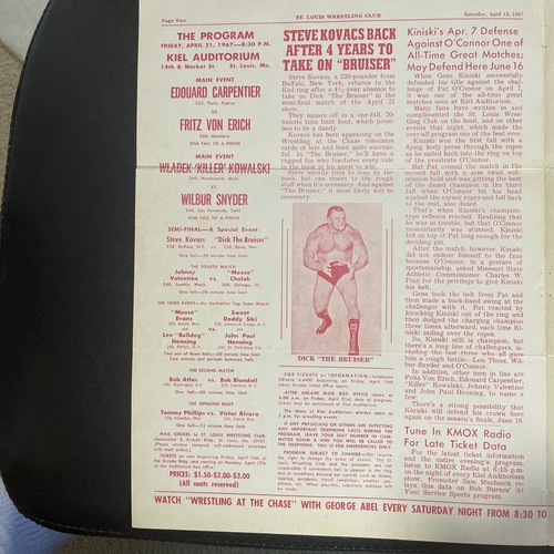 1967 St. Louis Wrestling Program - Picture 2 of 5