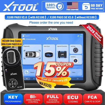XTOOL X100 PAD3 /SE Car key Fob Programmer & Auto Diagnostic Scanner 2026 V2.0