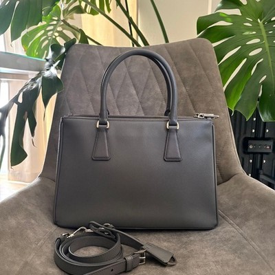 PRADA Bag: Galleria Gray W28×H20×D12cm w/shoulder strap; | eBay