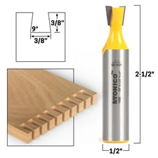 9Â° X 3/8" Dovetail Router Bit - 1/2" Shank - Yonico 14826