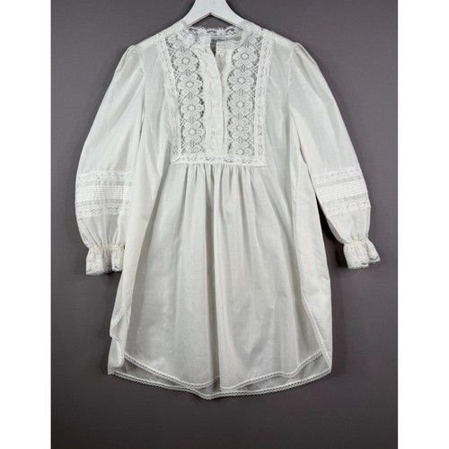 Willow Creek Nightgown Women L White Vtg Lace Victorian Prairie Feminine USA