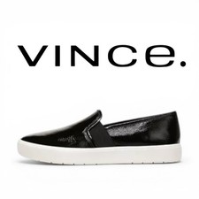 Vince Blair Patent Leather Sneakers Women Slip On Black Size 7.5 NWT