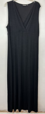 Chicos Travelers Slinky Dress Women Large 12 Maxi 2 Sleeveless Black Liquid Read