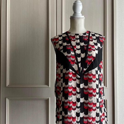 17 Prada Allover Muster Bluse Shirt Oberteil Ärmellos