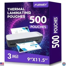 500 Thermal Laminating Pouches, 8.5x11 Inch, 3 Mil Clear Sheets for Laminator