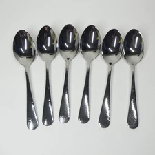 Reed & Barton River Hammered 18/10 Stainless Flatware - 6 Place Oval Soup Spoons