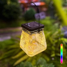 Solar Lantern Outdoor Waterproof,Hanging Solar RGB Lights for Outside,Crackle...