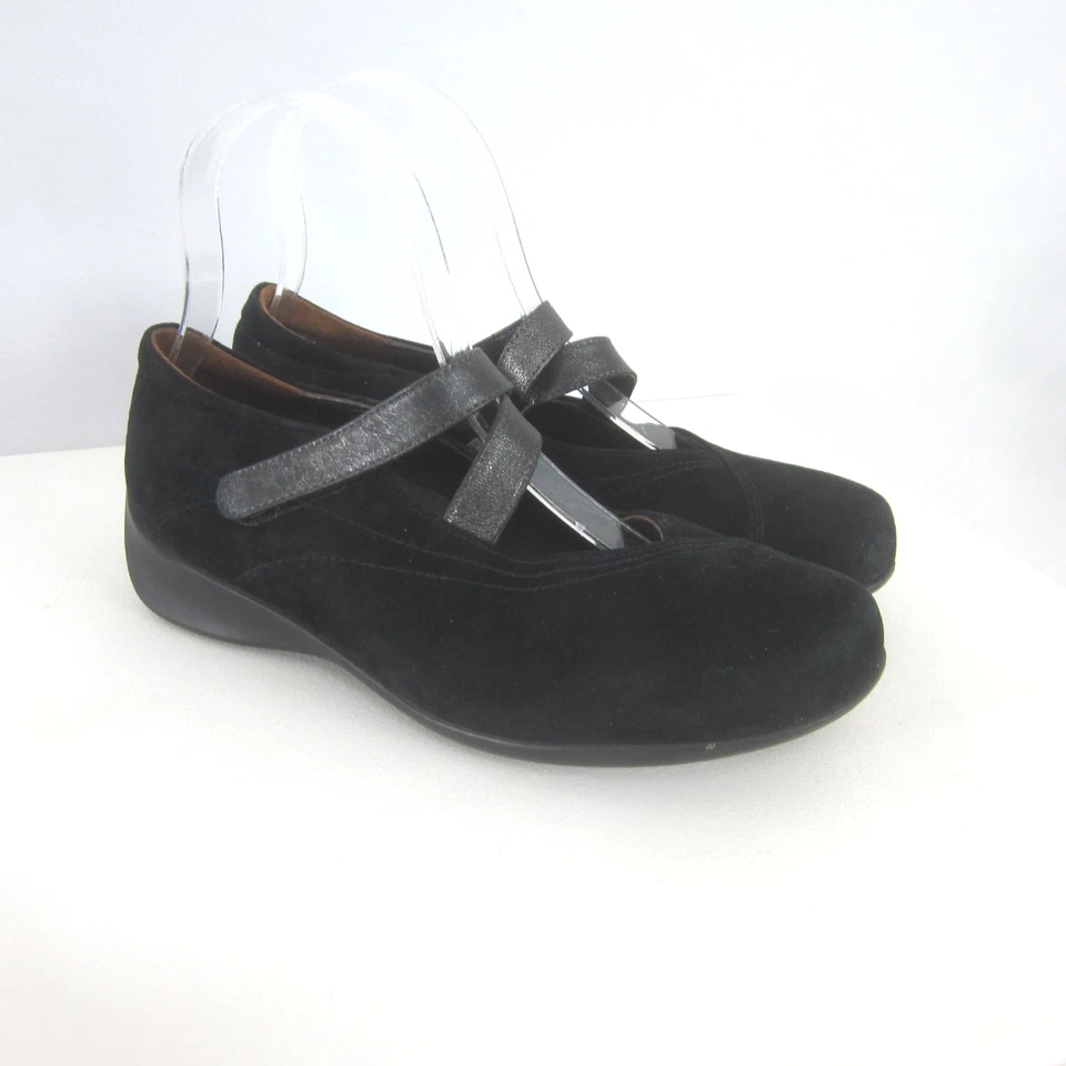Wolky Mujer 7.5 Negro Gamuza Peltre Cuero Tirantes Mary Jane Zapatos 38 Foto 2 de 4