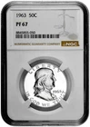 1963 50C Proof Silver Franklin Half Dollar NGC Graded PF 67 White Coin