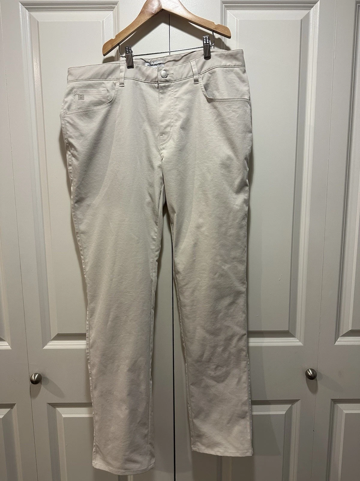 Peter Millar Pants Mens 35x32 Beige Surge Tailored Fit Chino Golf Performance