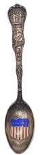 Antique Oklahoma Sterling Silver Enamel Souvenir Spoon Mechanics Sterling Co.