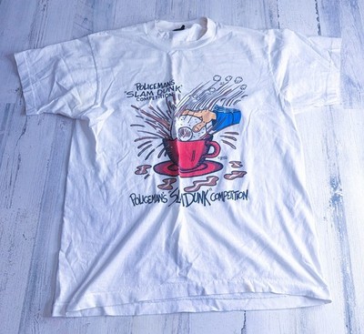 Vintage Shirt- Policeman Slam Dunk Competition-Mens Size Large White (yellowed)