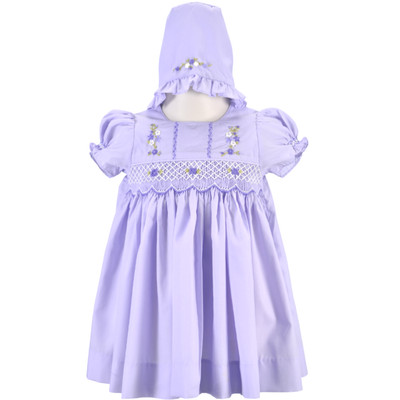 Purple Smocked Short Sleeve Dress