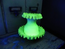 Burmese Vaseline Uranium Art Glass Fairy Candle Lamp
