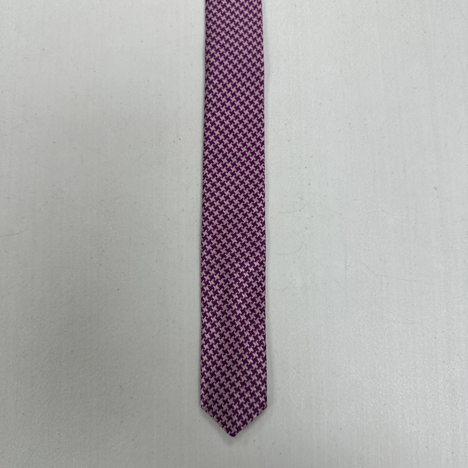 Corbata de cuello Tommy Hilfiger para hombre púrpura azul marino a rayas 100 % seda en contraste Foto 4 de 4