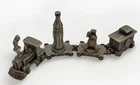 Vintage Coca Cola Pewter Train 4 Piece Miniature Set Engine Bear Bottle Caboose