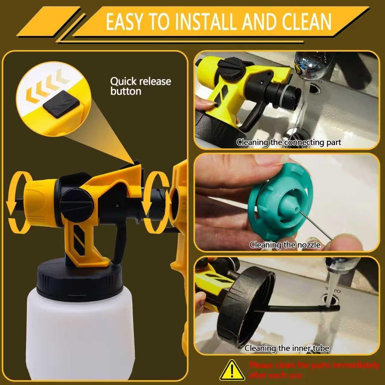 21V Cordless Electric Paint Sprayer - HVLP Brushless Adjustable Spray,1000ml,a