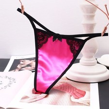 Sexy Ladies Womens Satin Knickers Brief Thong G string Bikini Lingerie Underwear