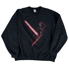 Star Wars Black Darth Vader With Red Lightsaber Pullover Sweatshirt Men's 2XL