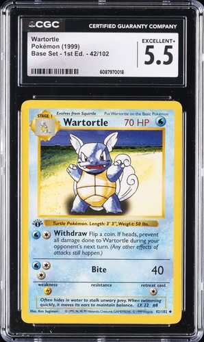 Wartortle (1st Edition) graded CGC 5.5 for sale on eBay
