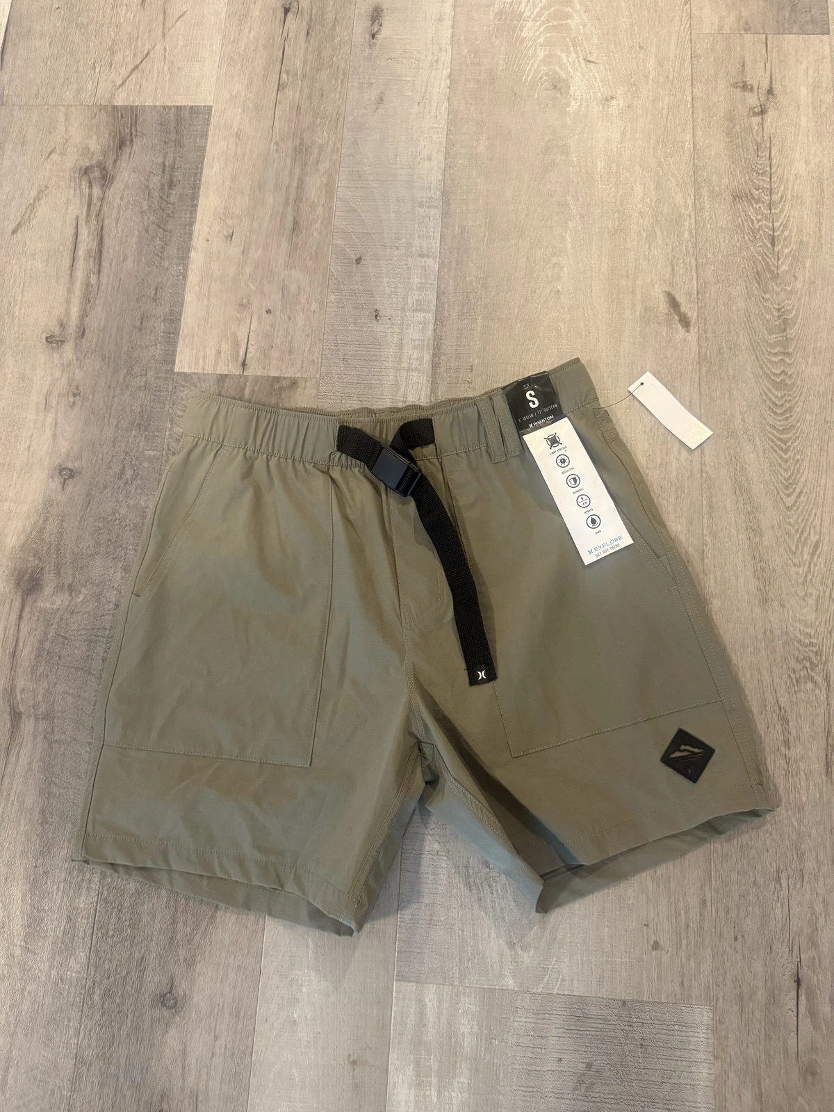 Hurley Phantom Shorts Mens Small Green 6" Inseam Elastic Waist Quick Dry Hybrid