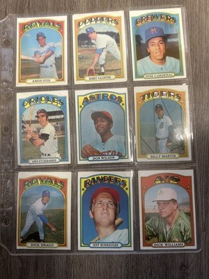 Topps 1972 baseball cards a lot of nine stars Billy Martin Amos Otis very good