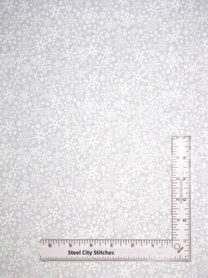 Christmas Snowflakes Fabric By The Yard White on White Snow Cotton Santee