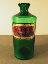 ANTIQUE EXTRA-LARGE GREEN APOTHECARY / CHEMIST BOTTLE - SYR: CODEINÆ.