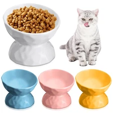 4 PCS Ceramic Raised Cat Bowl 6.8 Oz Anti Vomiting Elevated Feeder Multi Color