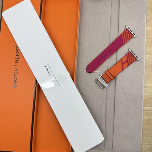 Hermes Nylon Apple Watch Band Rose Orange 38mm 40mm 41mm 42mm Sport Style - 第 7/8 張圖片