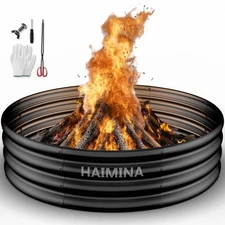 48 Inch Fire Pit Ring Large for Outside Wood Burning Pits & Outdoor Fireplaces