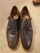 Johnston & Murphy Shoes Mens Size 9 Brown Double Monk Strap Leather Dress Oxford