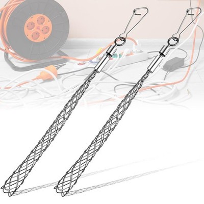 Gisafai 2 Pcs 1/2 in Wire Pulling Grip Mesh Metal Cable Puller in, silver