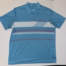 Men's XL adidas adizero Blue White Purple Geometric Striped Golf Polo Shirt Logo