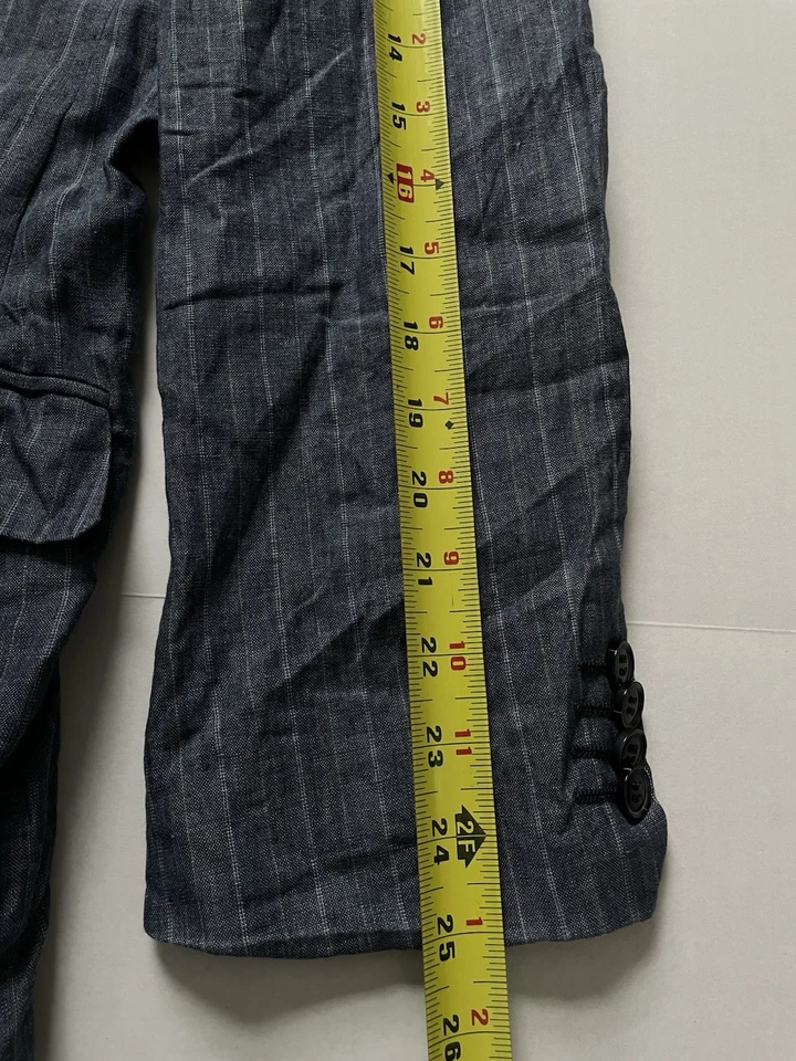 Ermenegildo Zegna Sport Coat US 44R Blue Striped 100% Linen Chambray 54R Jacket - Image 2 of 4