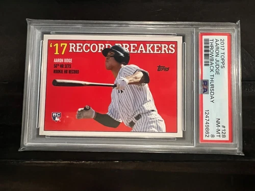2017 Topps Throwback Thursday TBT #128 Aaron Judge Baseball Card RC PSA 8