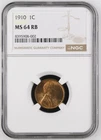 Lincoln Cent 1910 NGC MS 64 RB