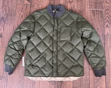 NWT $428 Todd Snyder Italian Quilted Down Bomber Snap Jacket in Olive - Medium