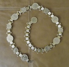 Vintage Queen Elizabeth II Gold Tone Coin Belt 26-37" Adjustable Chain