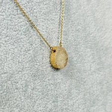 Luna Norte Necklace Druzy Stone .75" Pendant Gold Tone 18" Costume Jewelry