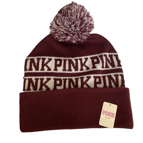 Pink By Victoria Secret Fleece Lined Winter Pom Pom Hat | eBay display picture 1
