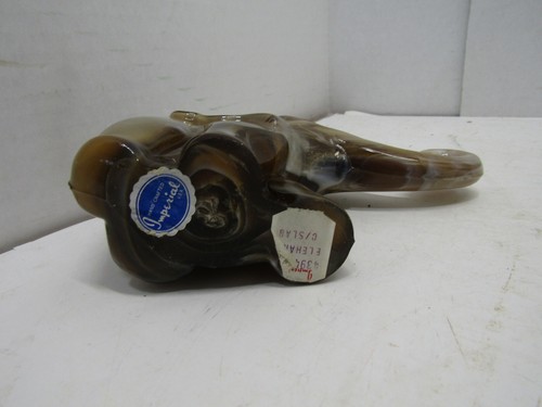 A OLD VINTAGE IMPERIAL CARAMEL SLAG GLASS ELEPHANT FIGURINE PAPER WEIGHT - Picture 3 of 3