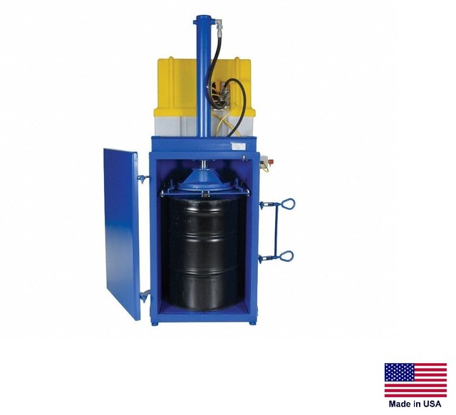 HYDRAULIC DRUM CRUSHER 55 Gallon Drums Crushes to 6" High 208V