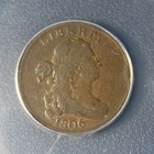 1806 Draped Bust Half Cent, F-12, C-1. Small 6, Stemless