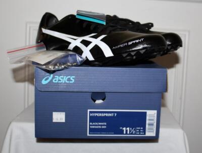 NEW Asics Mens Hypersprint 7 Black White Track Field Spikes Shoes