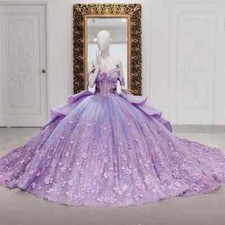 Elegant Purple Quinceanera Dresses Lace Appliques Beaded Ball Gown Sweet 15 16