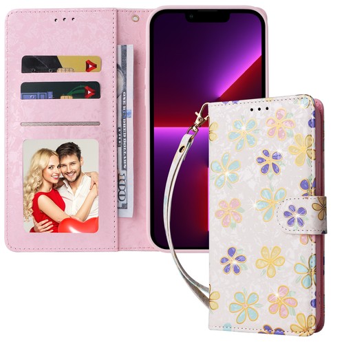 Floral Flip Case For iPhone 15 Pro Max 14 13 16 11 Pro Leather Card Wallet Cover - Picture 15 of 18